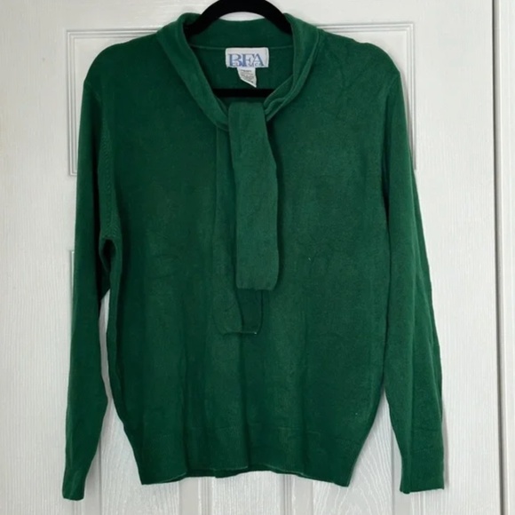 Vintage BFA Classics Petite XL X-Large Hunter Green Pullover Sweater 90's 80's - Picture 1 of 3